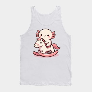 Cute axolotl on Rocking Horse Tank Top